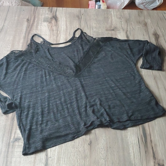 UO Pins and Needles cold shoulder lacy top - Picture 2 of 9